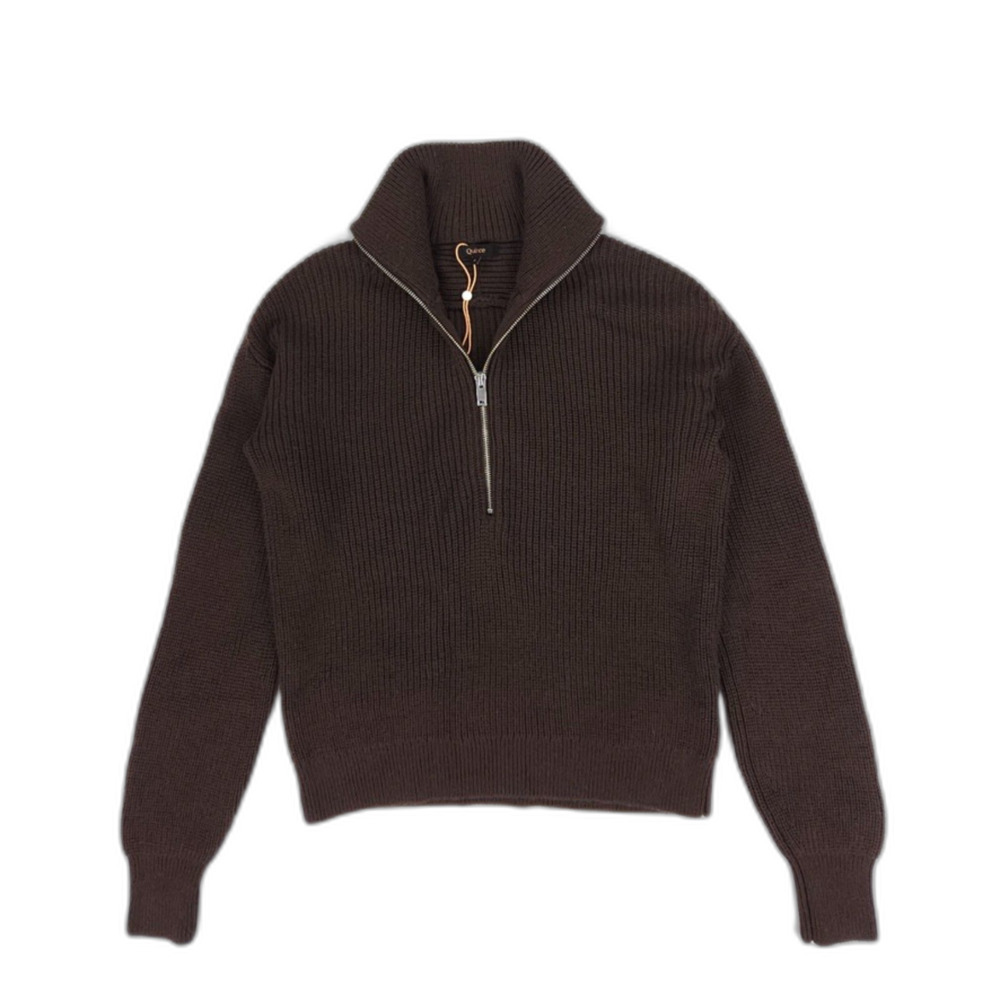 NEW Quince Australian Merino Wool Half Zip Sweater Coffee Bean Brown Minimal